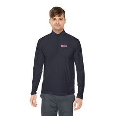 Quarter-Zip Pullover — Minimal Pink Logo Embroidered Pullover