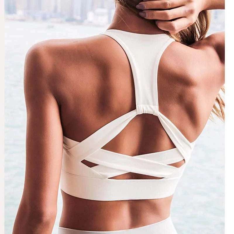 Women’s White Push-Up Sports Bra