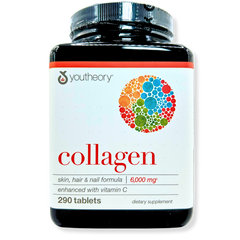 Youtheory Collagen 6000mg with Vitamin C – Hair, Skin & Nail Support – 290 Tabs